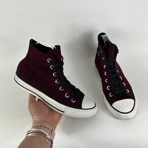 Converse Chuck Taylor All Star High Sneaker Women 7 Red Zig Zag Skateboard Shoes